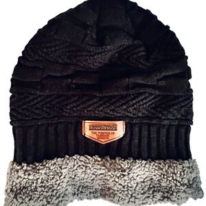 Black and Gray Knit Beanie